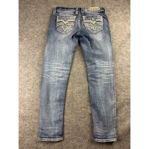 ROCK REVIVAL WOMEN 28 JENA EASY SKINNY FLAP POCKETS EMBROIDERED LOW RISE WESTERN